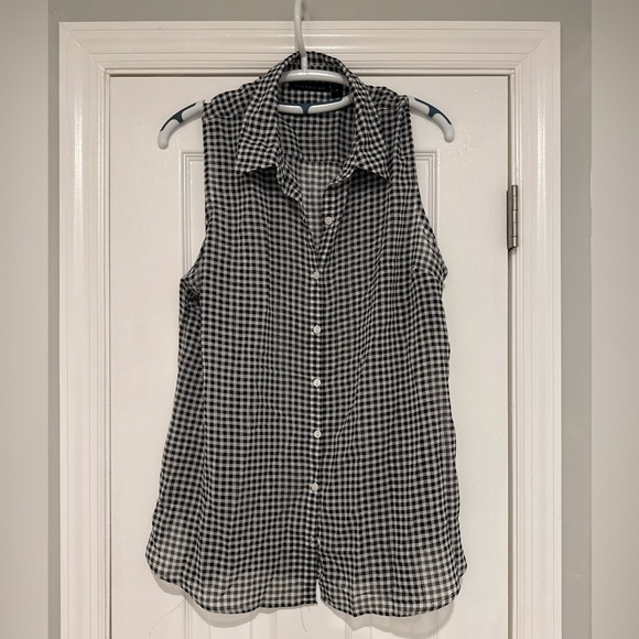 attention Tops - Attention Black and White Checkered Sleeveless Top XXL
